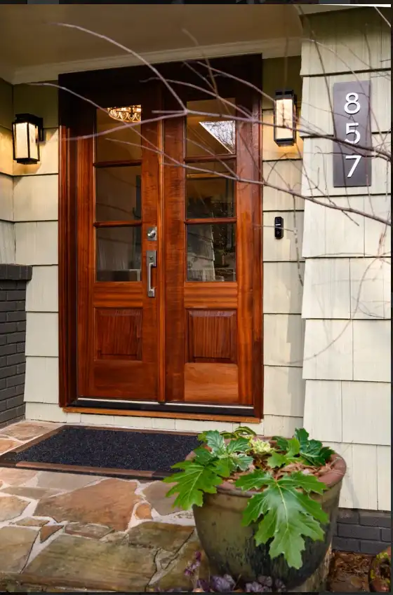 Custom French entry door – midcentury house